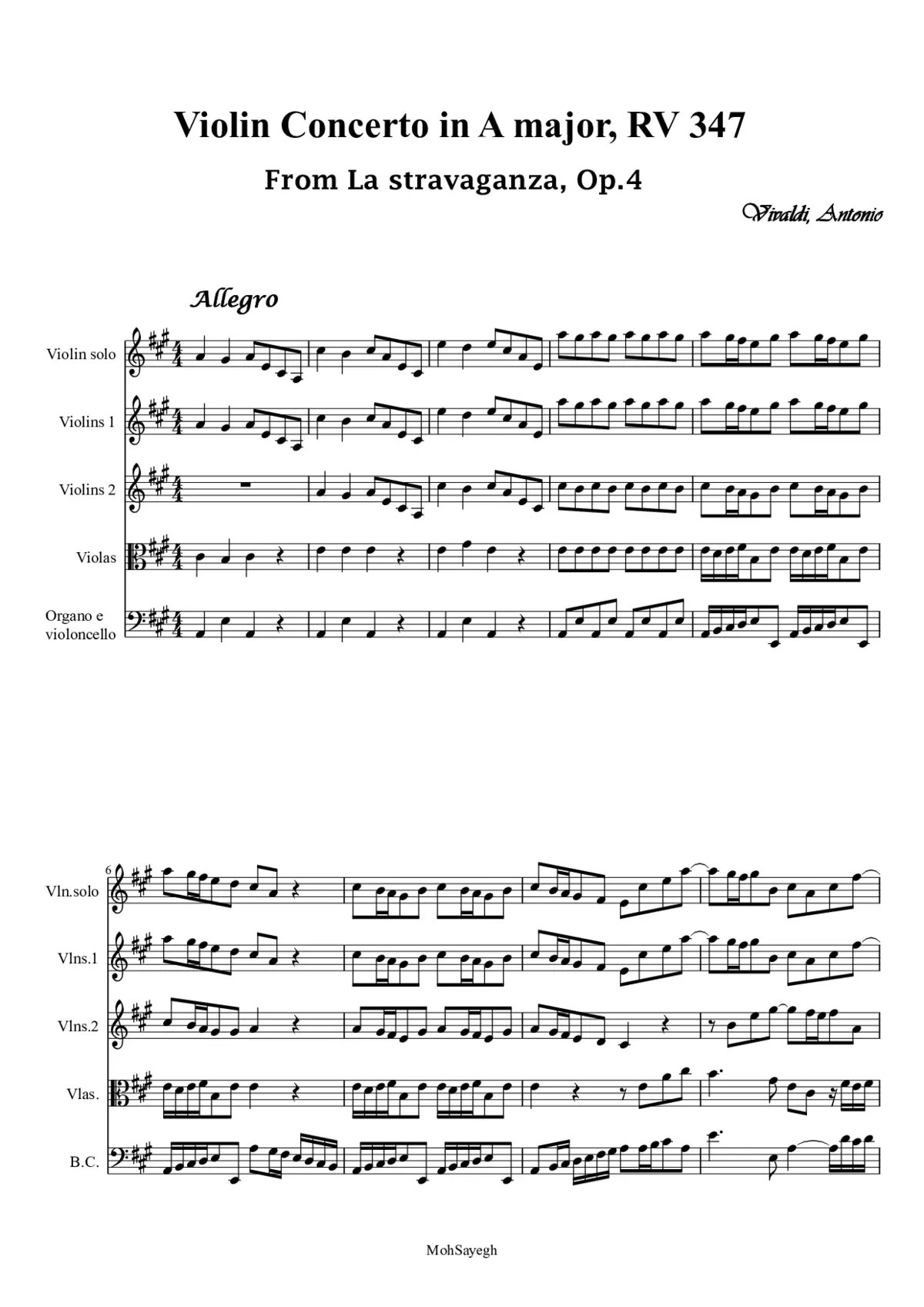 Violin Concerto in A major - Page 1