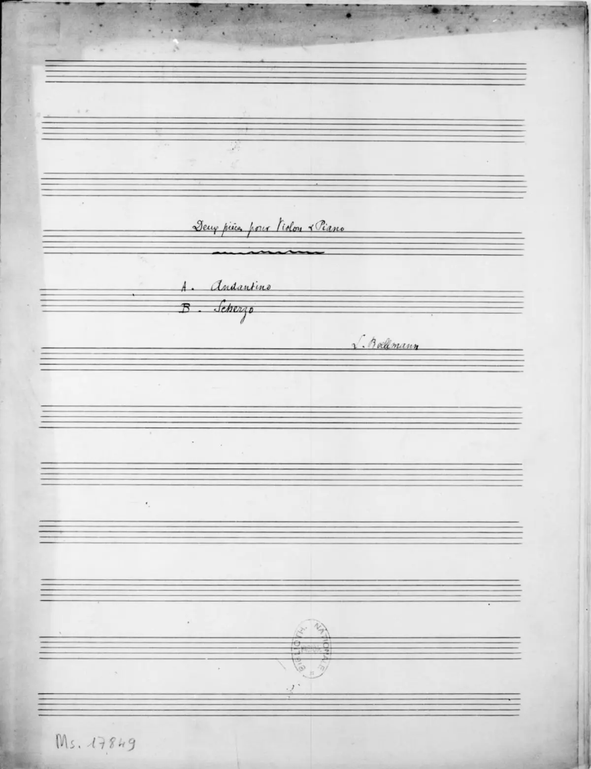 2 Pieces pour violon et piano - Page 1