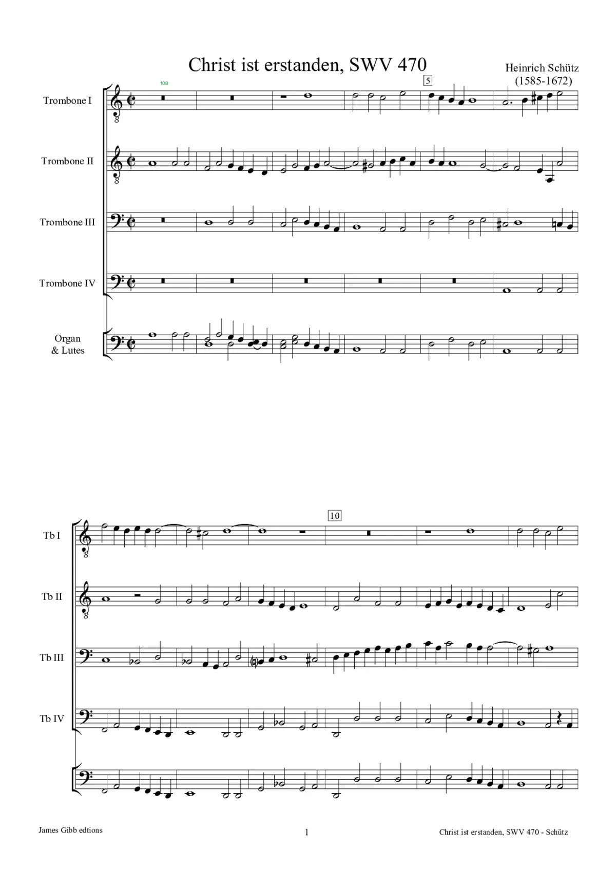 Christ ist erstanden, SWV 470 - Page 1