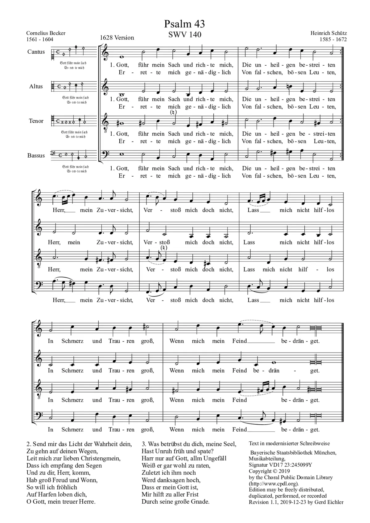 Gott, führ mein Sach und richte mich, SWV 140 - Page 1
