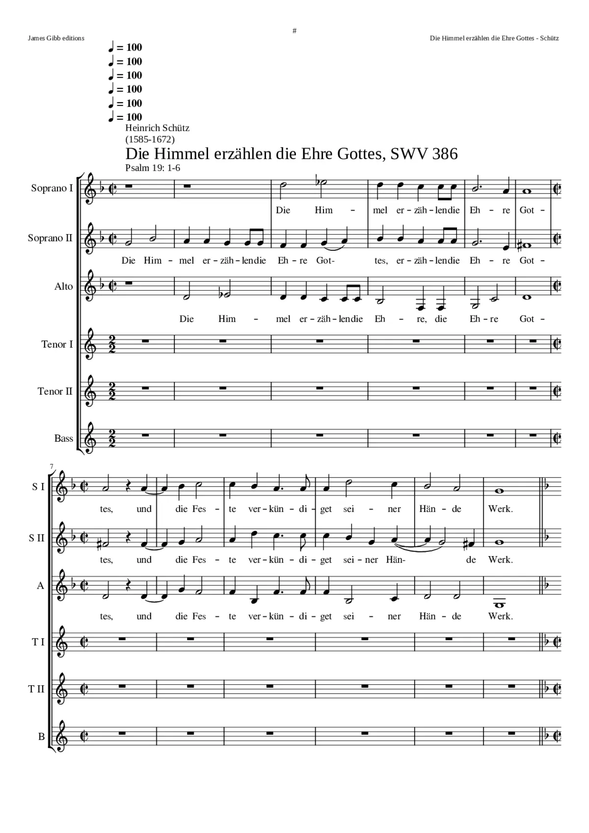 Die Himmel erzählen die Ehre Gottes SWV 386 - Page 1