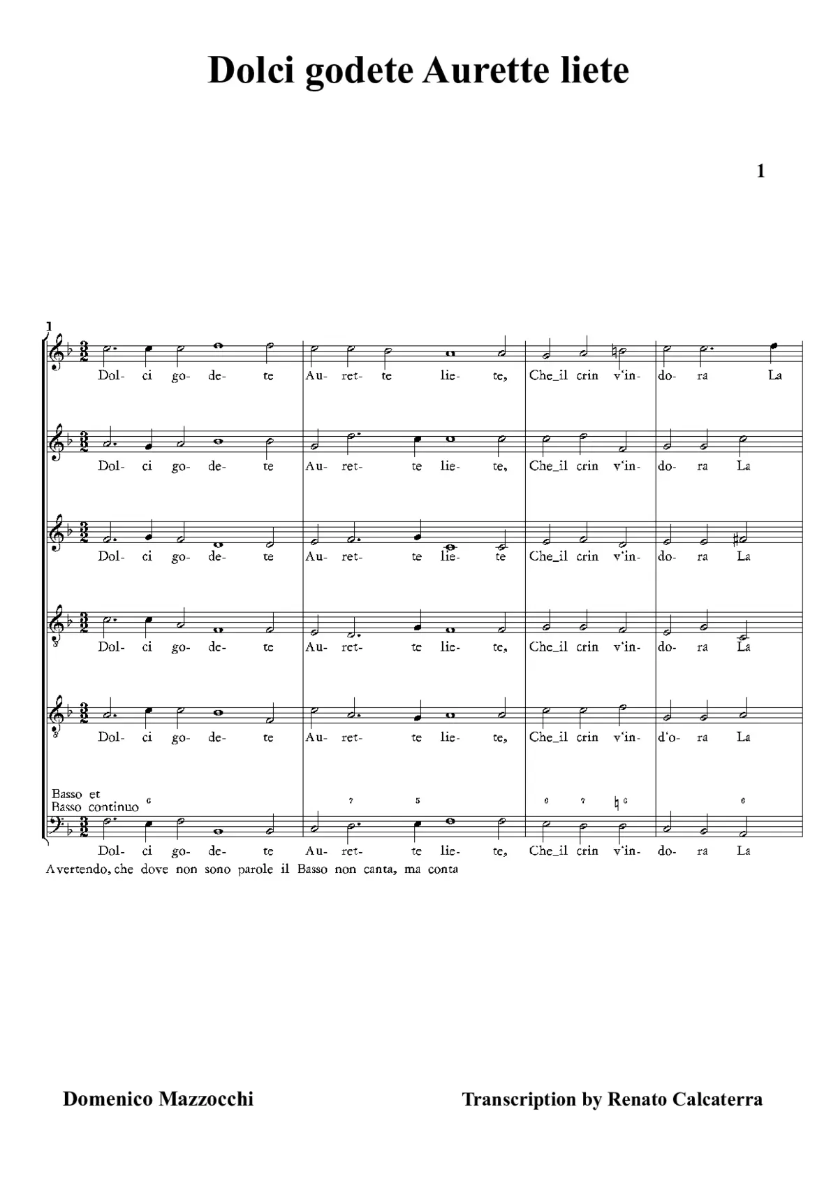 Dolci godete Aurette liete - Page 1
