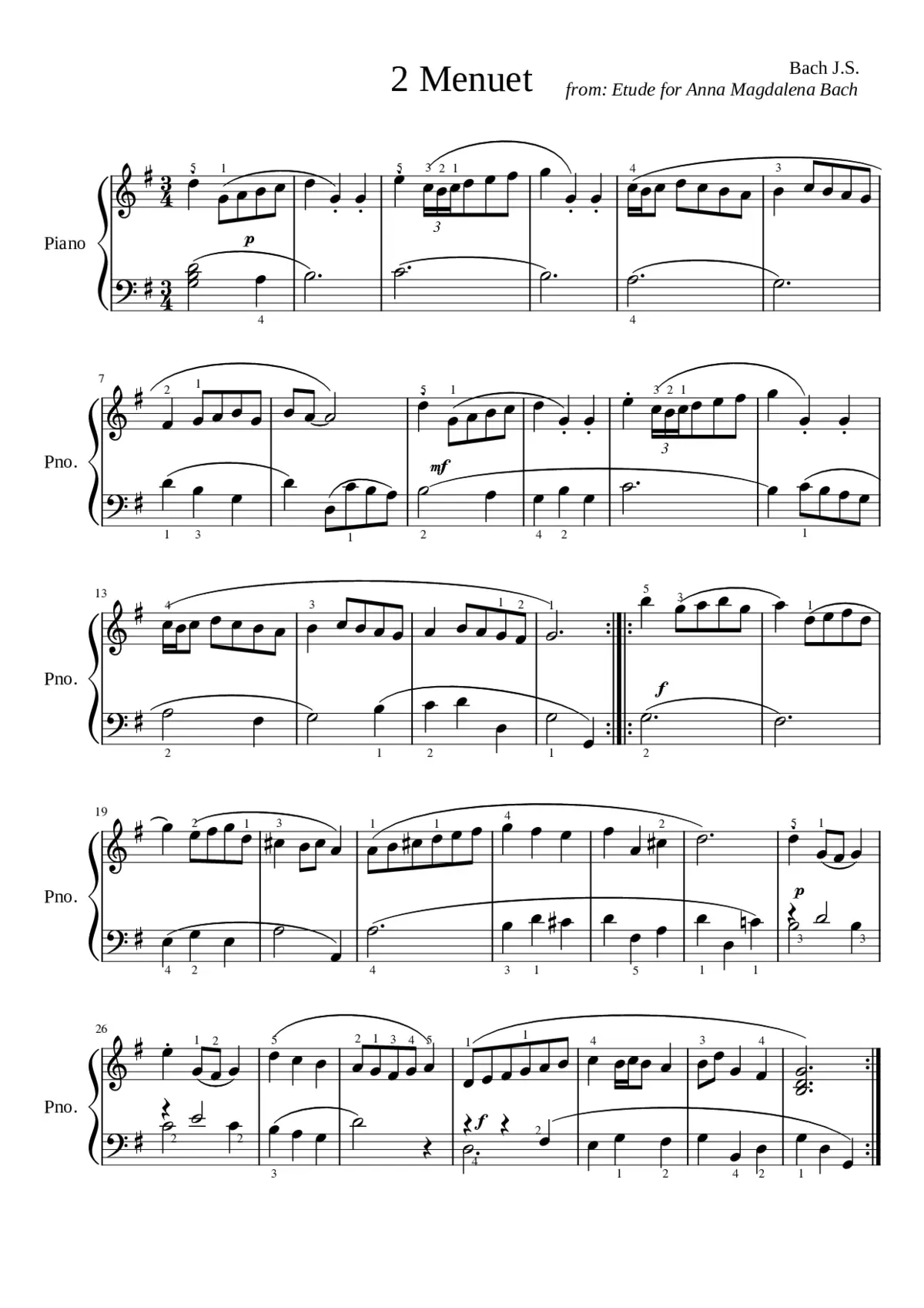 3 Minuets BWV 841-843 - Page 1