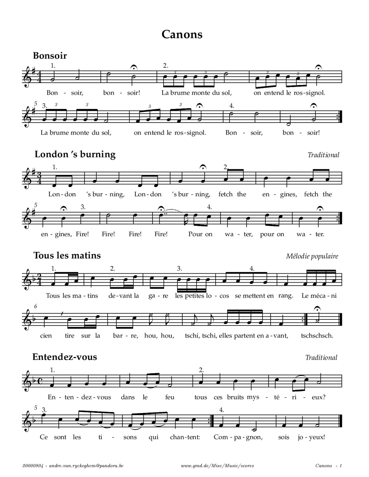 Canons (73 from various composers) - Page 1