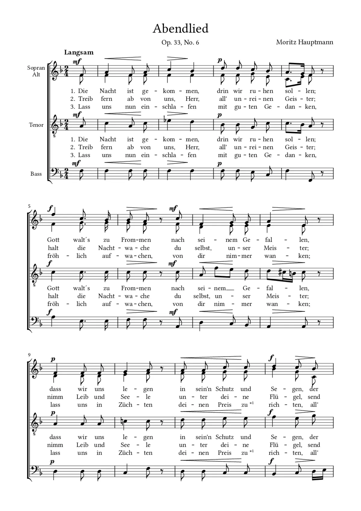 Abendlied, Op. 33, No. 6 - Page 1