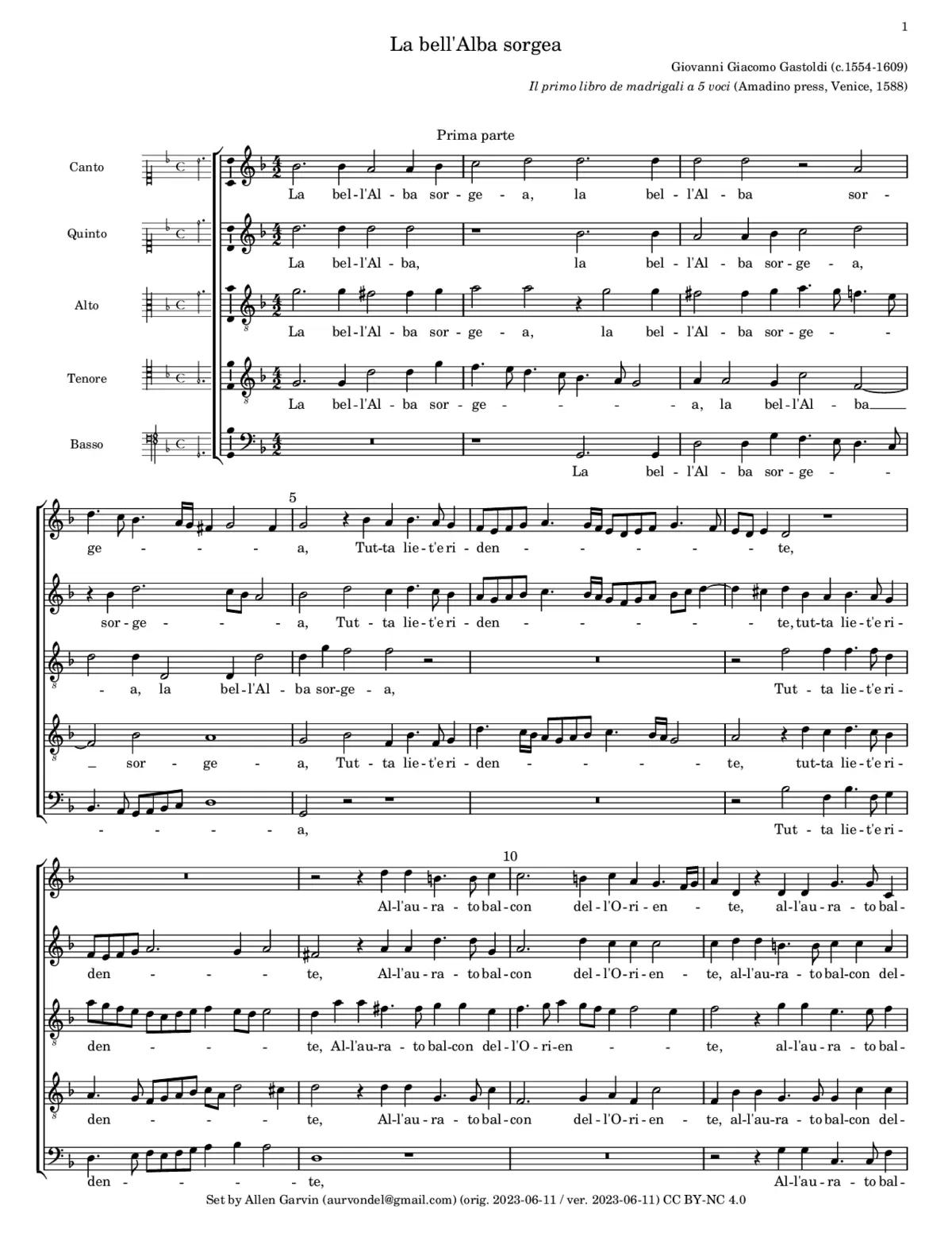 La bell'Alba sorgea - Page 1