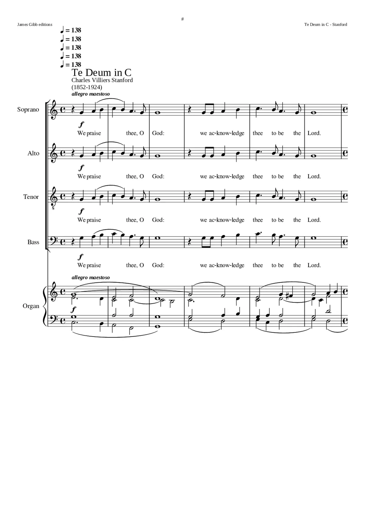 Te Deum and Jubilate in C Op. 115 - Page 1