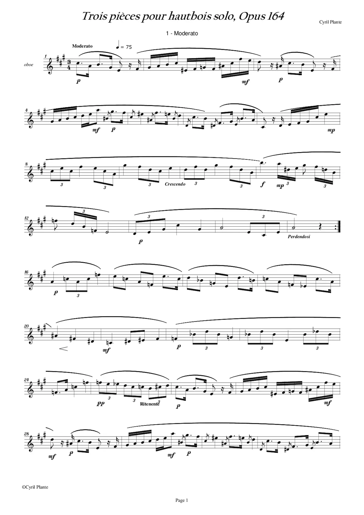 3 Pieces for Oboe Solo - Page 1