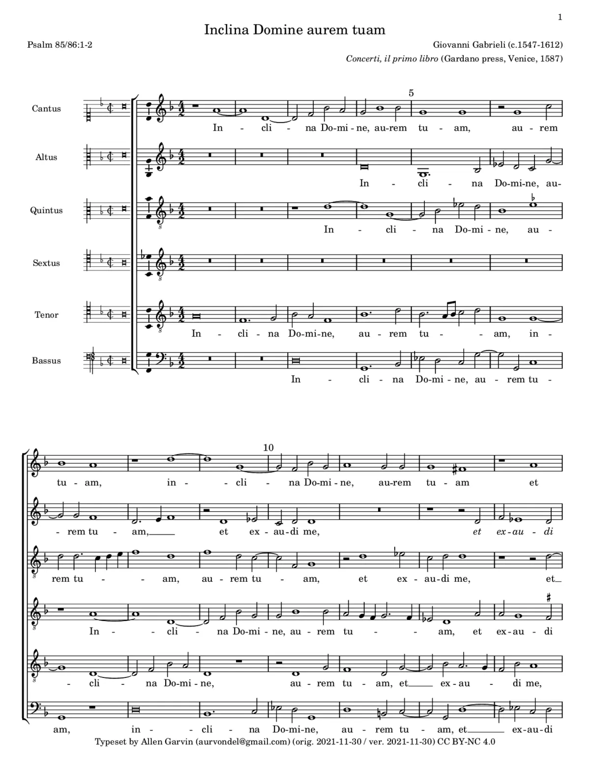Inclina Domine aurem a 6 - Page 1