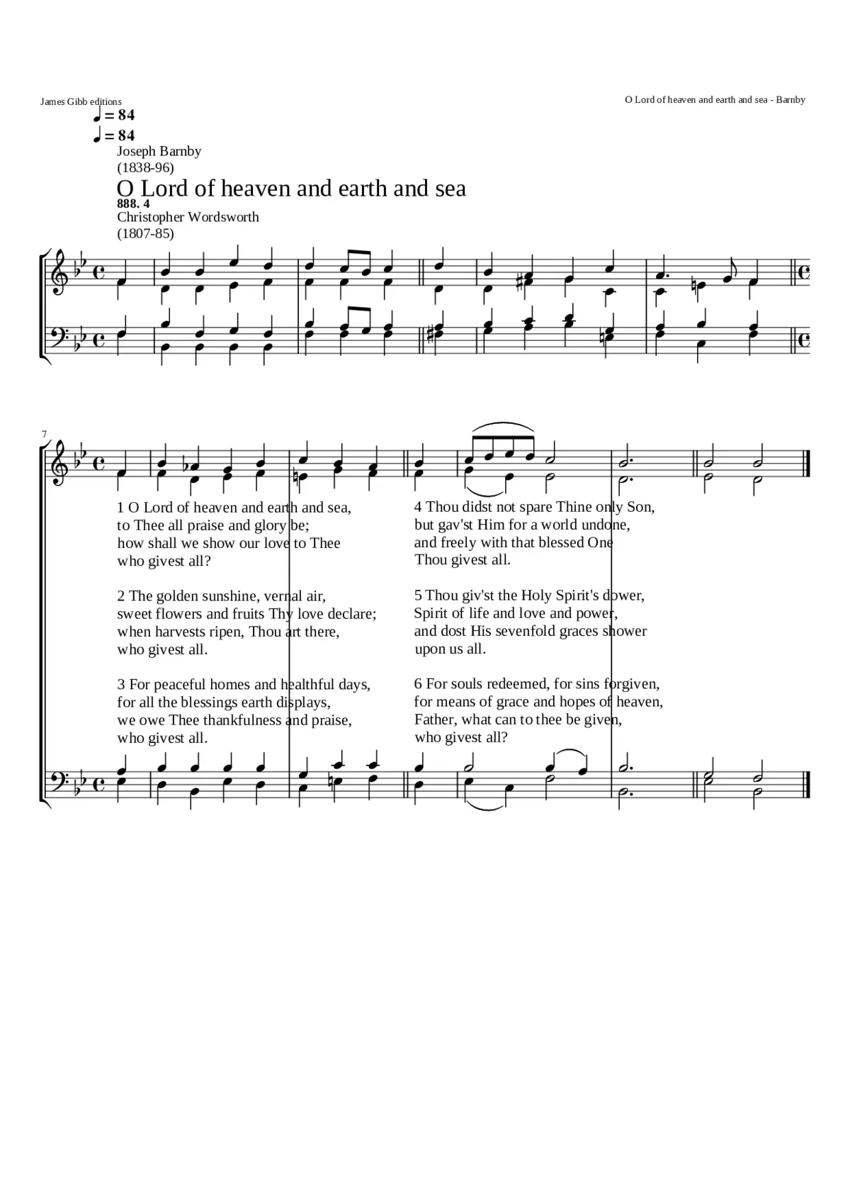 O Lord of heaven and earth and sea - Page 1