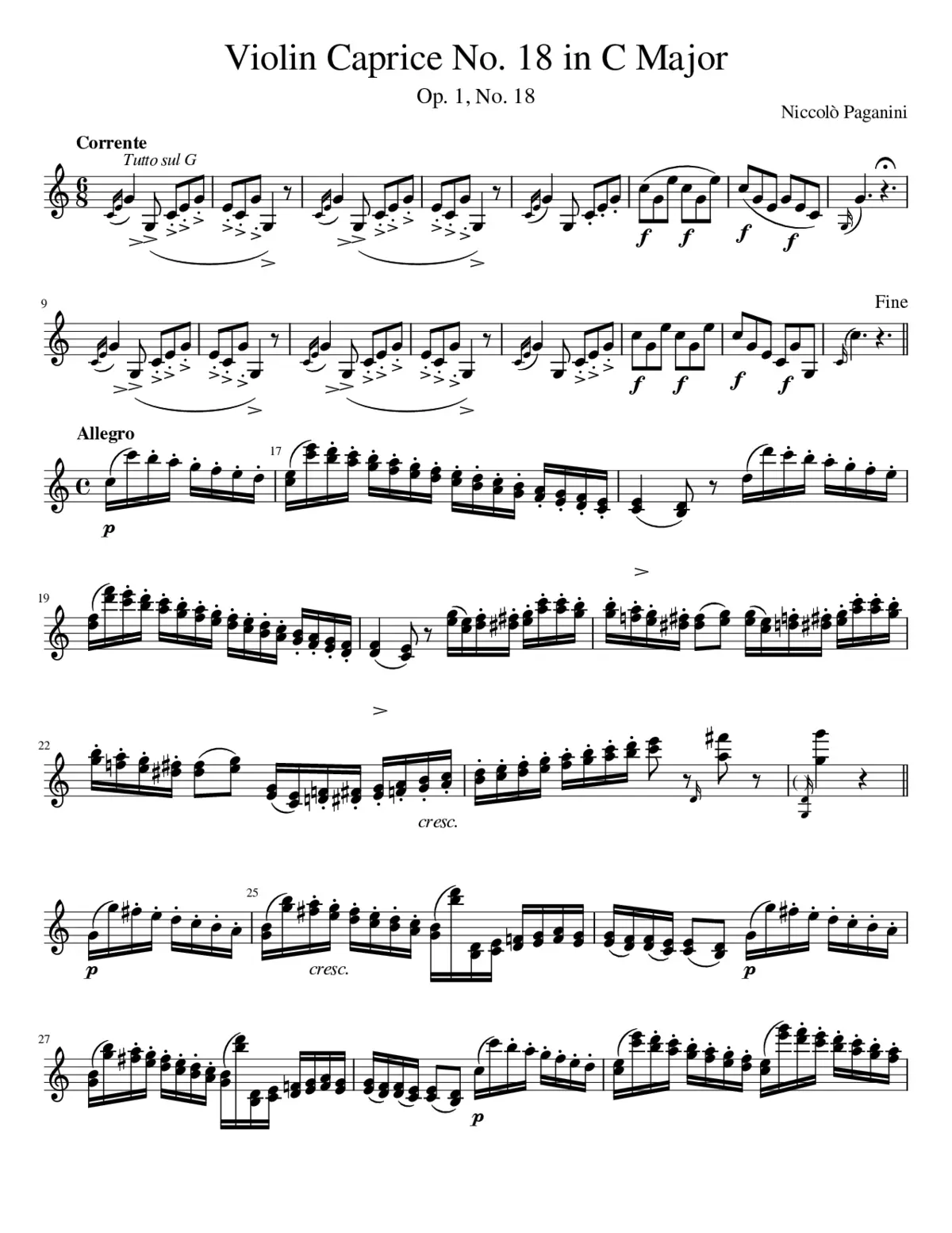 24 Caprices for Solo Violin Op.1 - Page 1