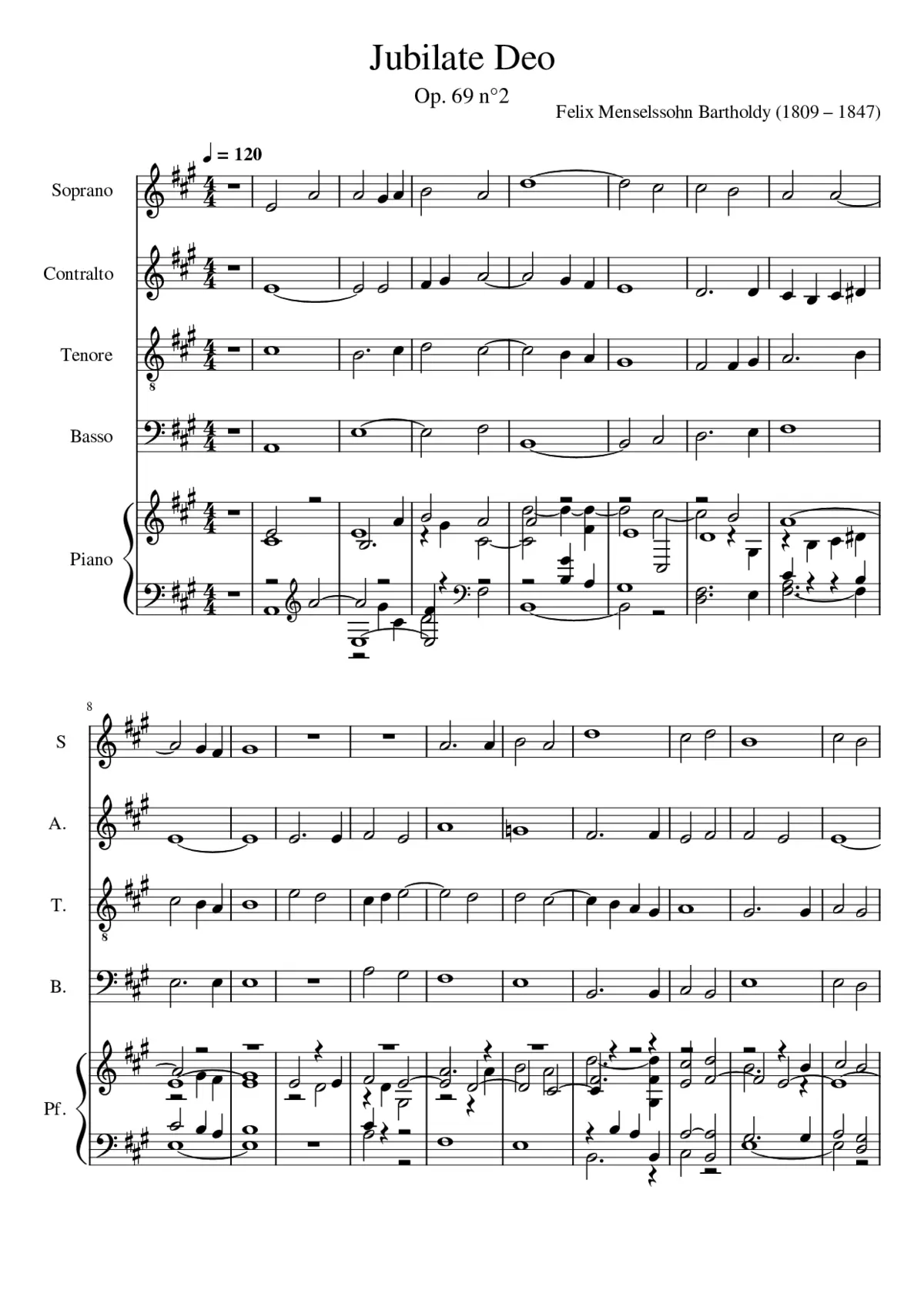 Op. 69 No. 2 Jubilate Deo Felix Mendelssohn Bartholdy - Page 1