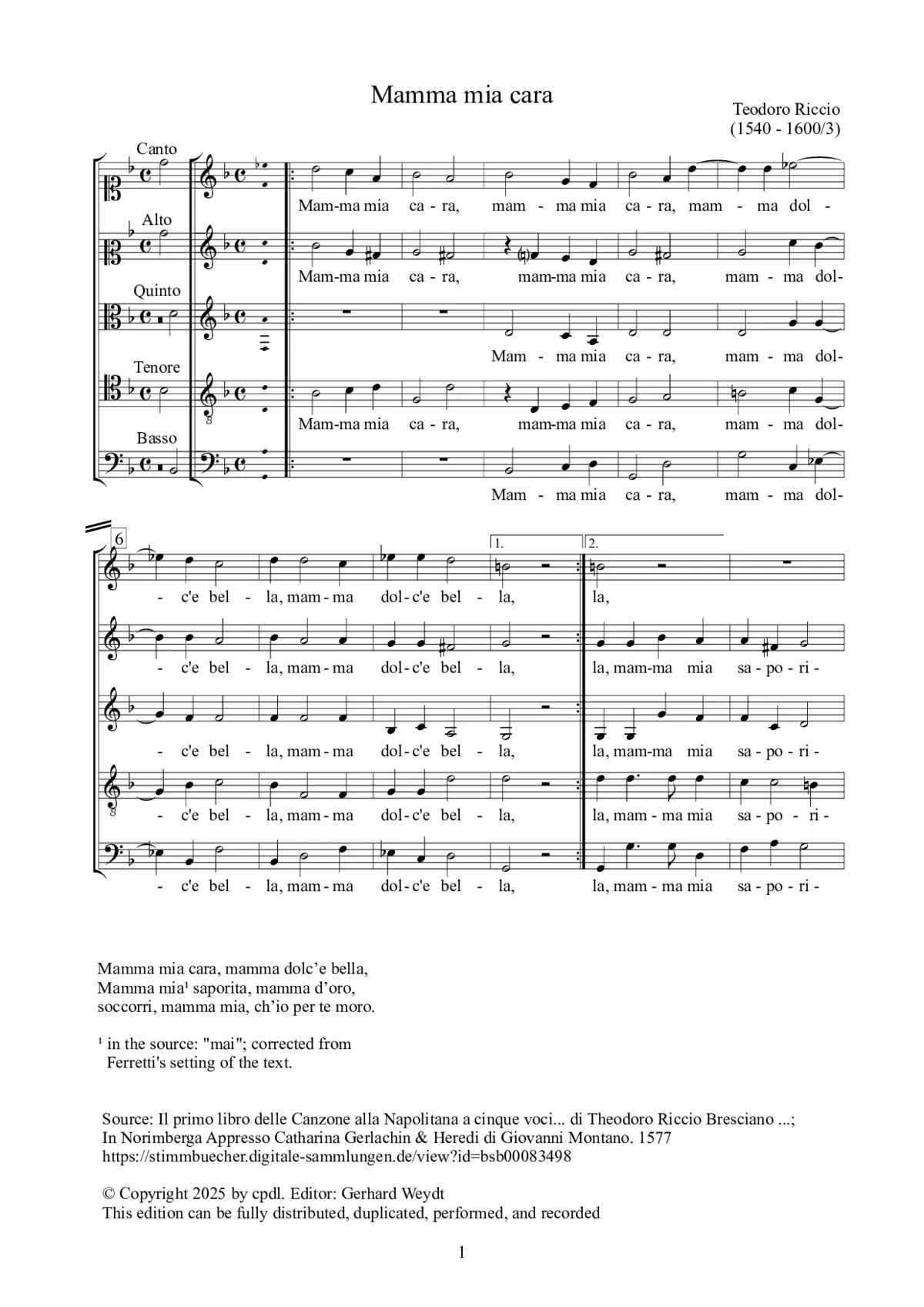 Mamma mia cara - Page 1