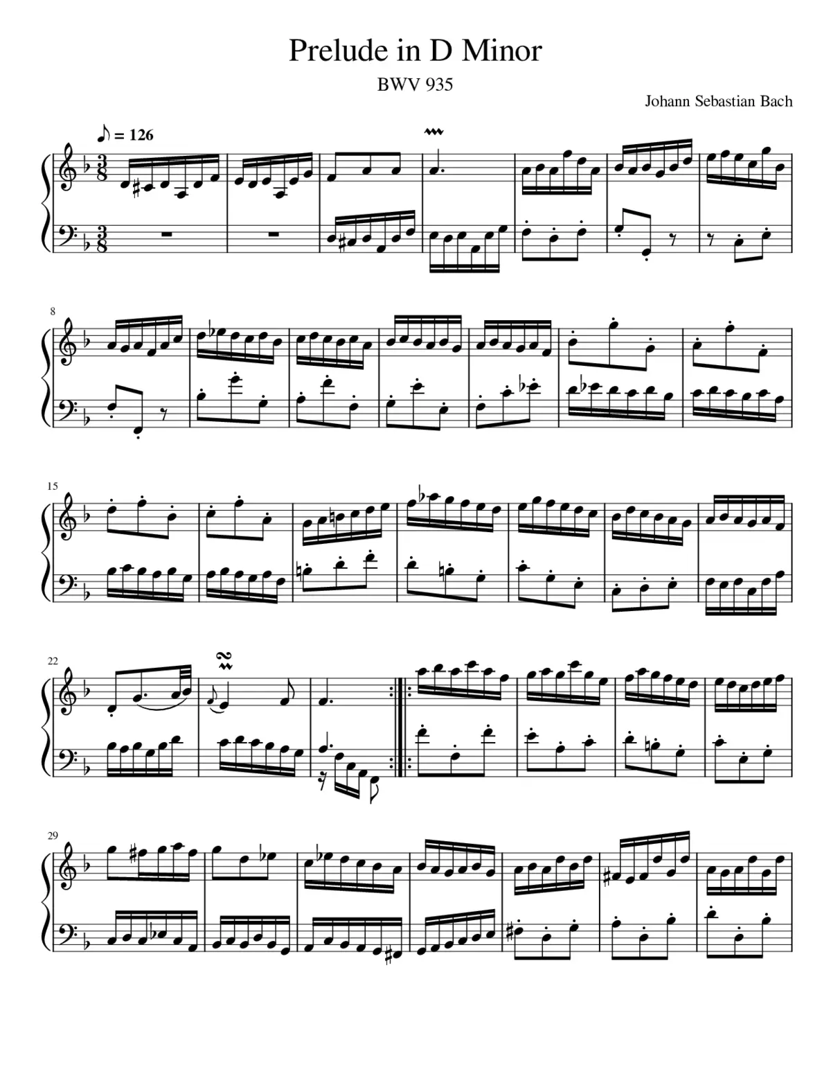 Prelude in D minor BWV 935 - Page 1