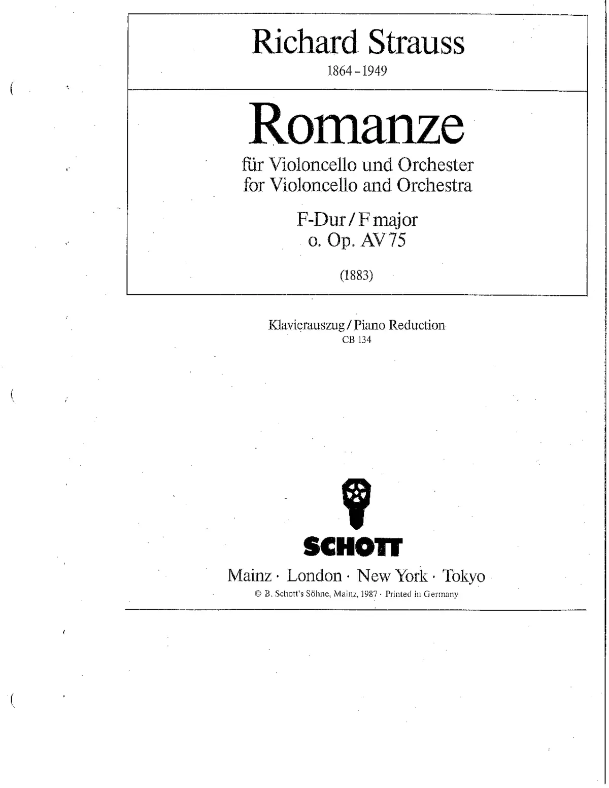 Romanze for Cello and Orchestra - Page 1