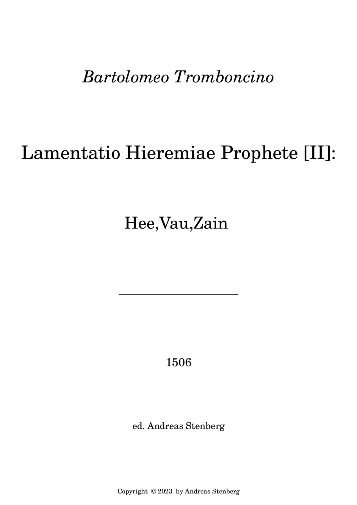 Lamentatio Hieremiae Prophete II. - Page 1