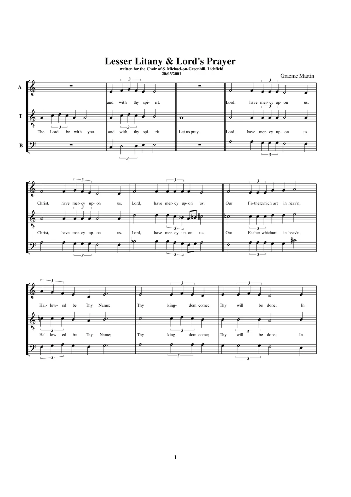 Lesser Litany and Lord's Prayer (ATB) - Page 1