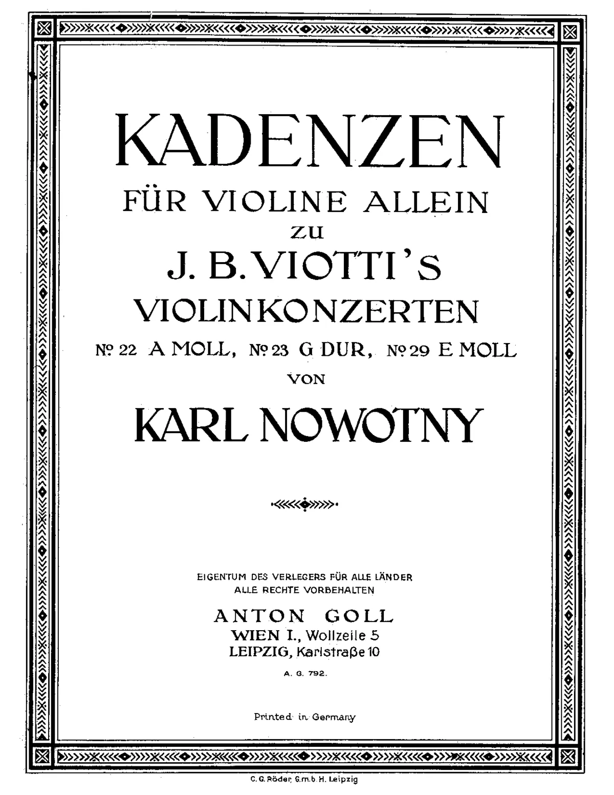 3 Kadenzen zu Viotti's Violinkonzerten - Page 1