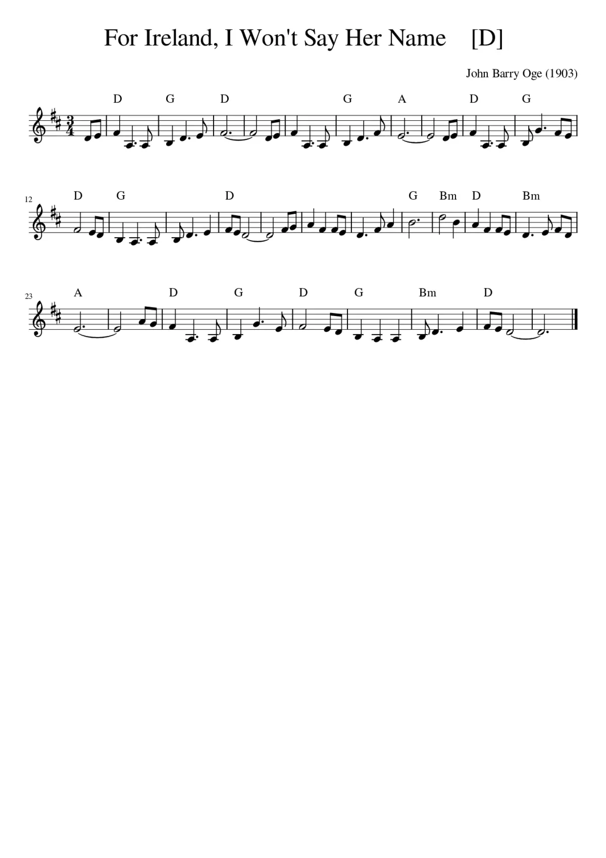 For Ireland I Won't Say Her Name - Page 1