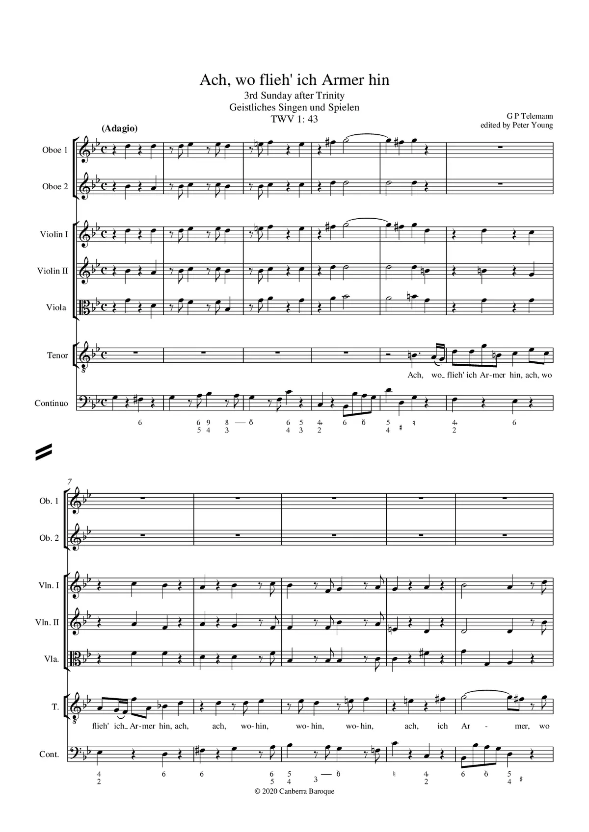 Ach, wo flieh' ich Armer hin, TWV 1:43 - Page 1