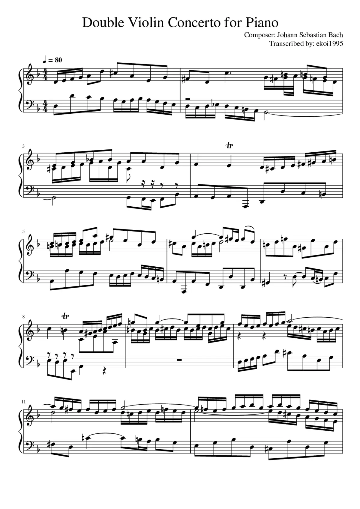 Double Violin Concerto for Piano - Page 1