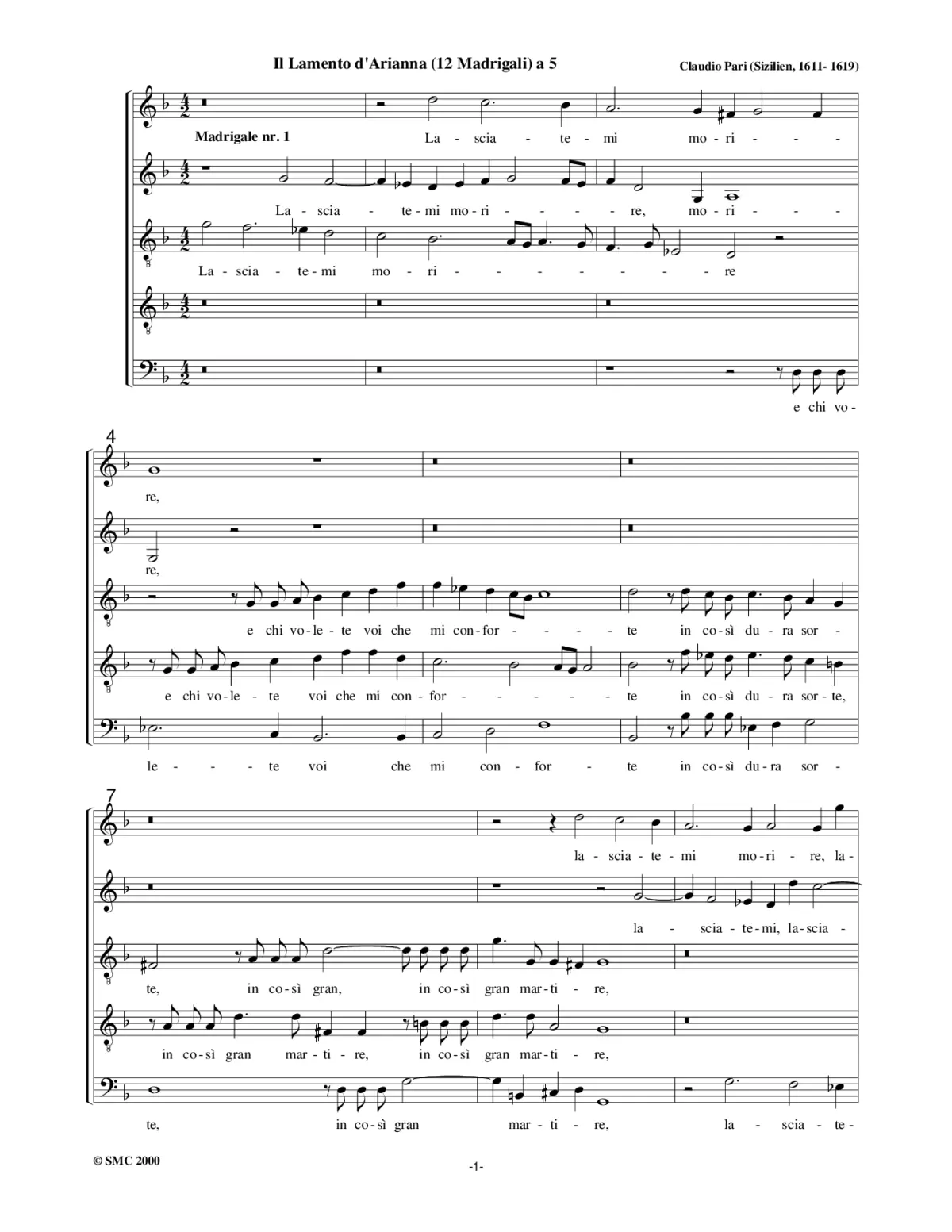 Deh s'alcuna pietat' il cor ti punge - Page 1