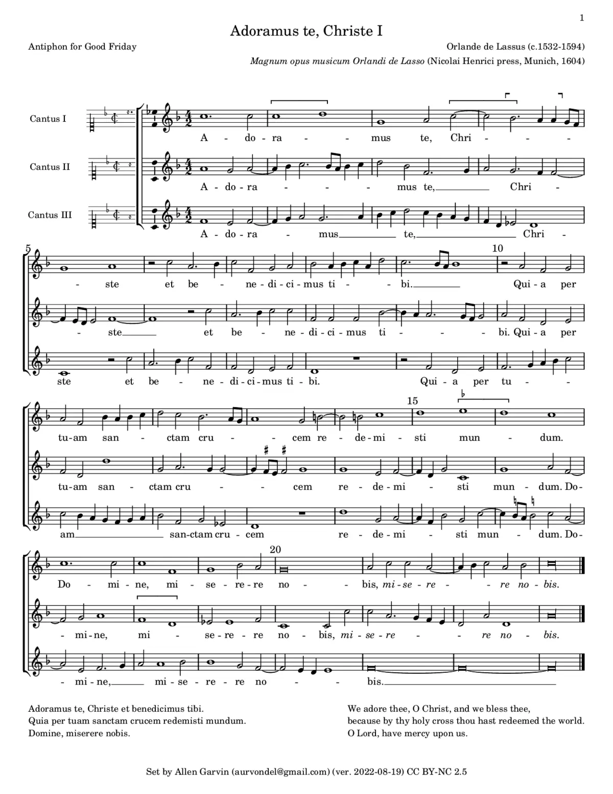 Adoramus te, Christe a 3 - Page 1