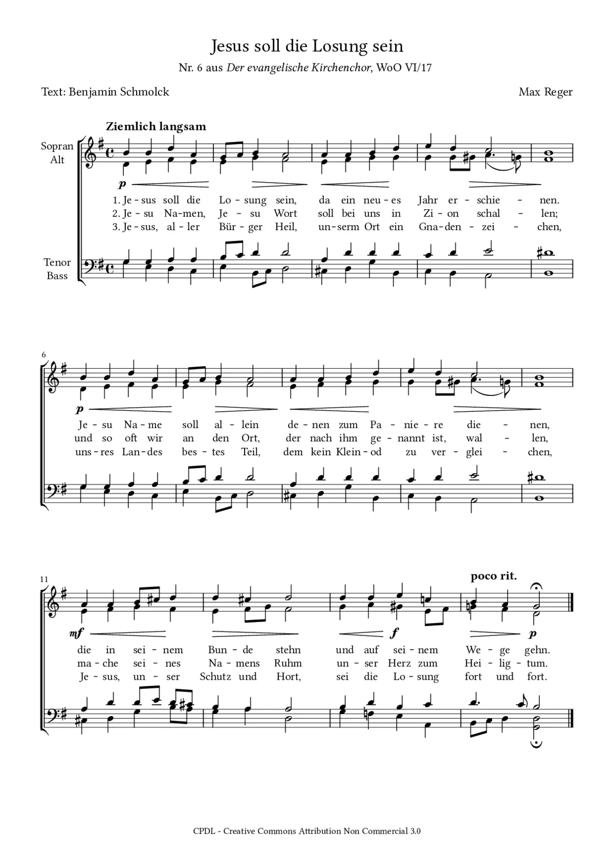Jesus soll die Losung sein, WoO VI 17, No. 6 - Page 1