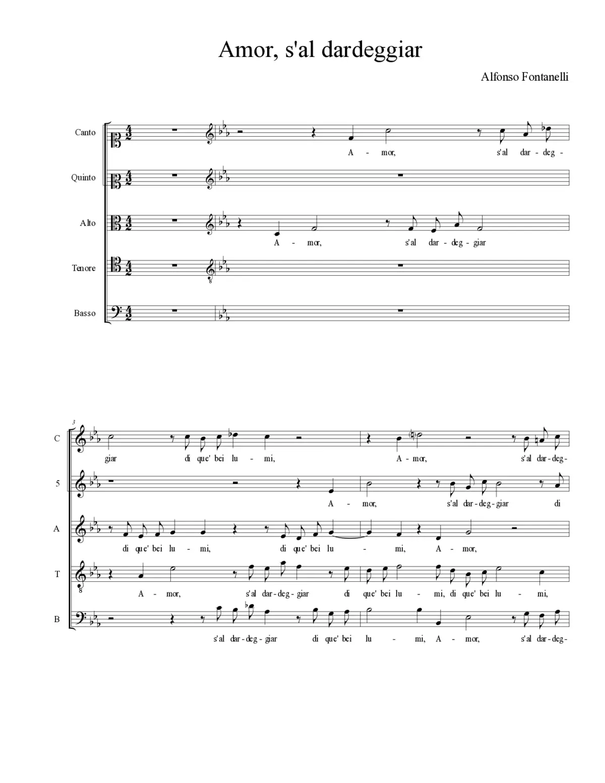 Amor, s'al dardeggiar - Page 1