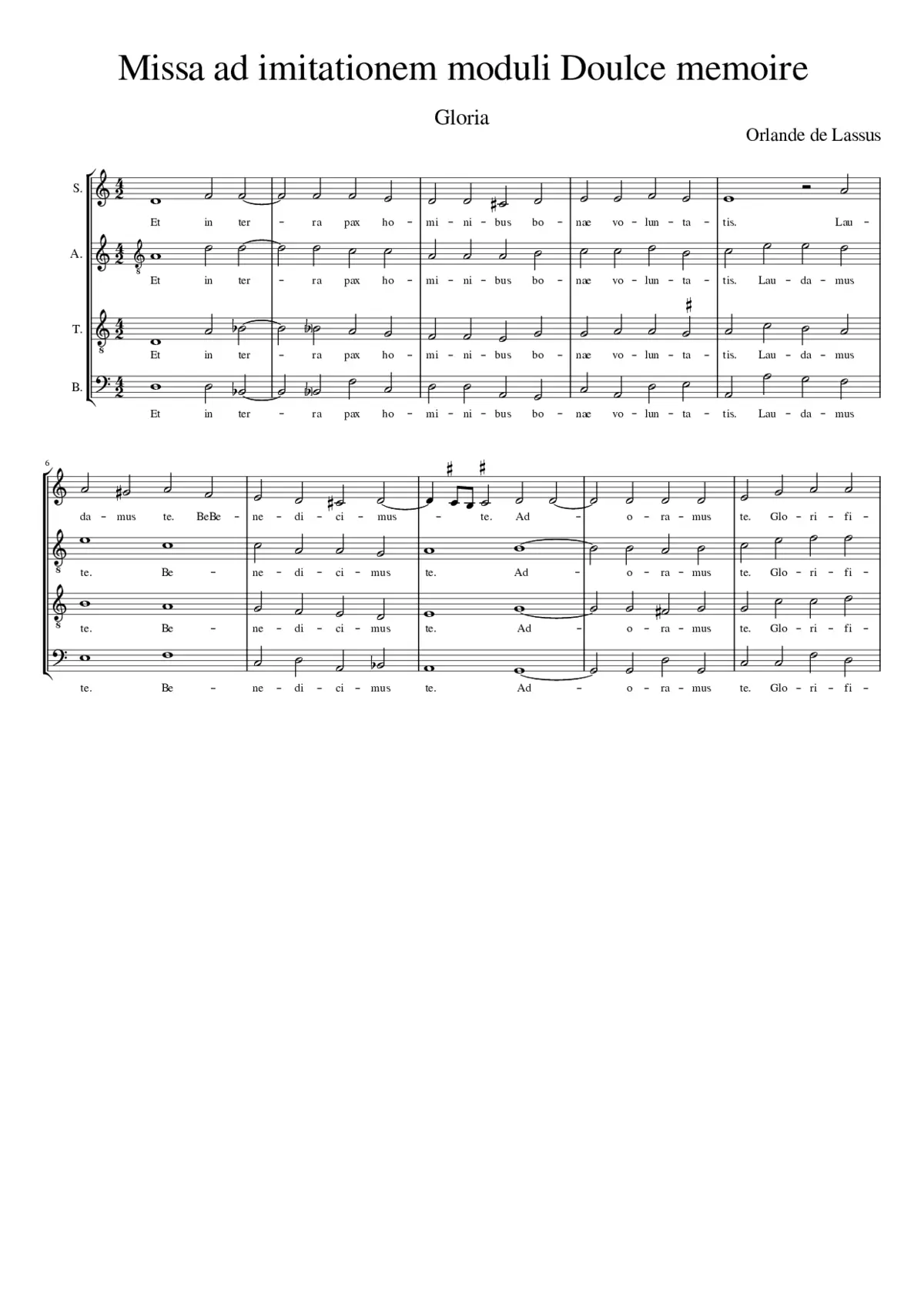 Missa ad imitationem moduli Doulce memoire - Page 1