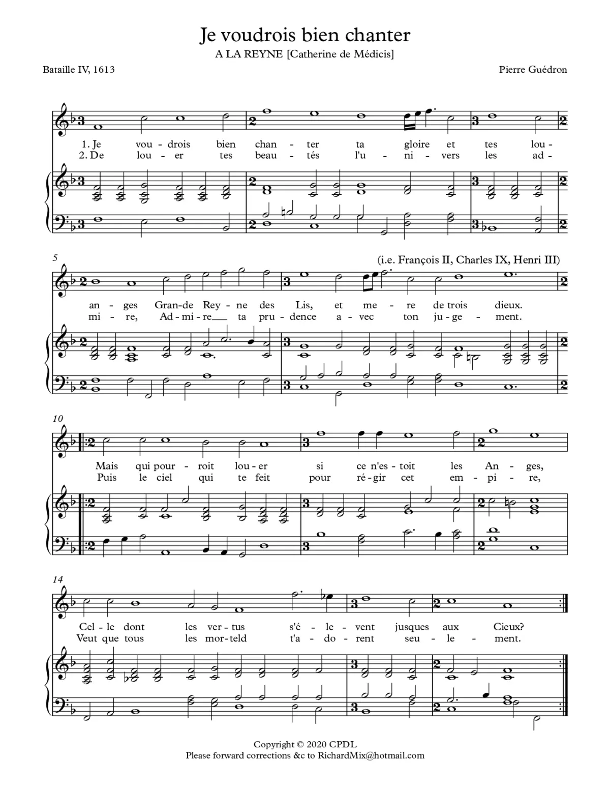 Je voudrois bien chanter - Page 1