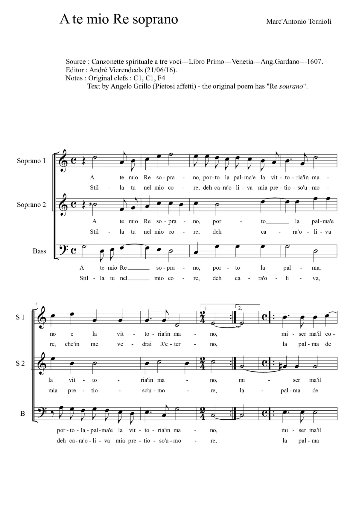 A te mio Re soprano - Page 1