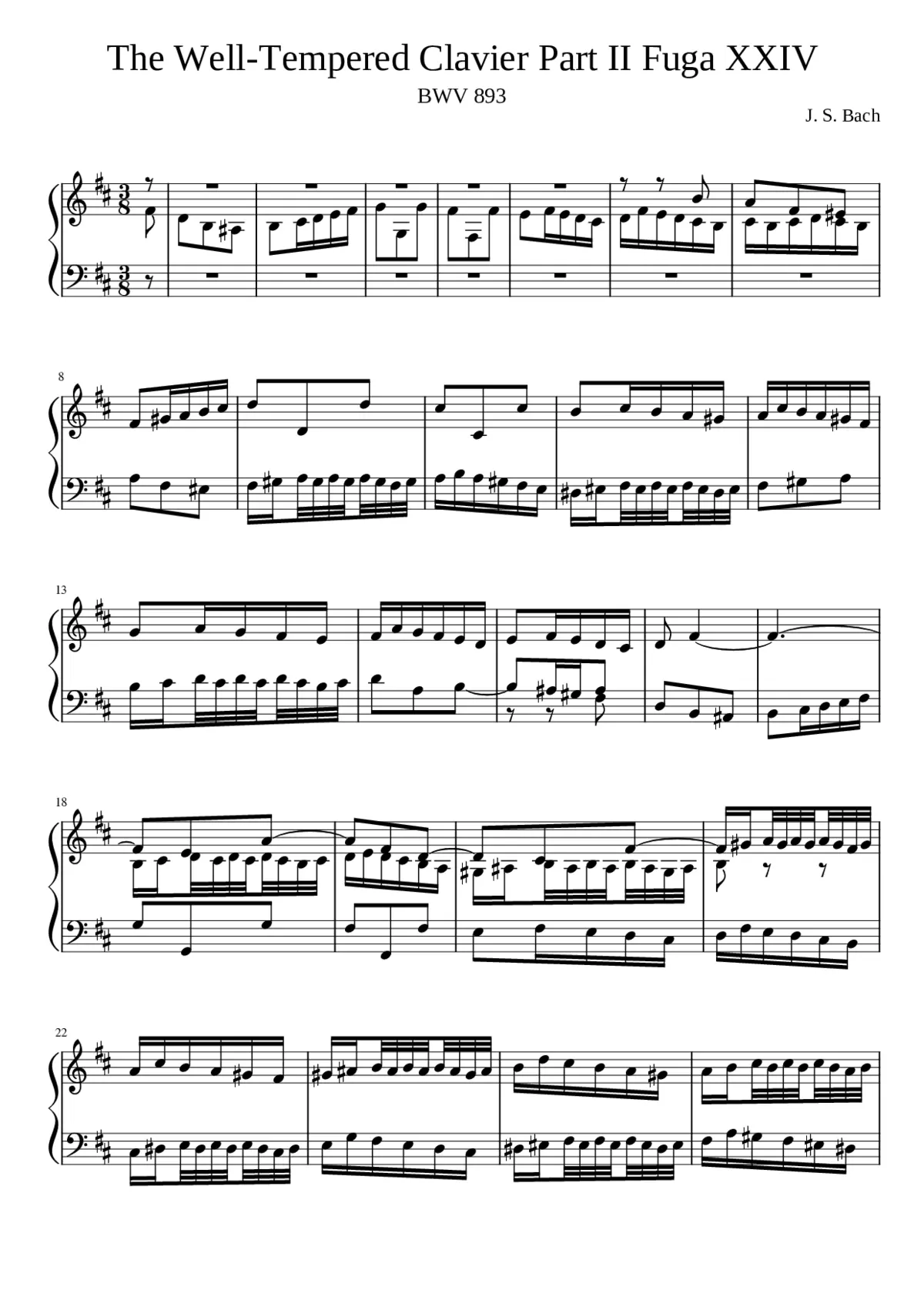 Prelude and Fugue in B minor BWV 893 - Page 1