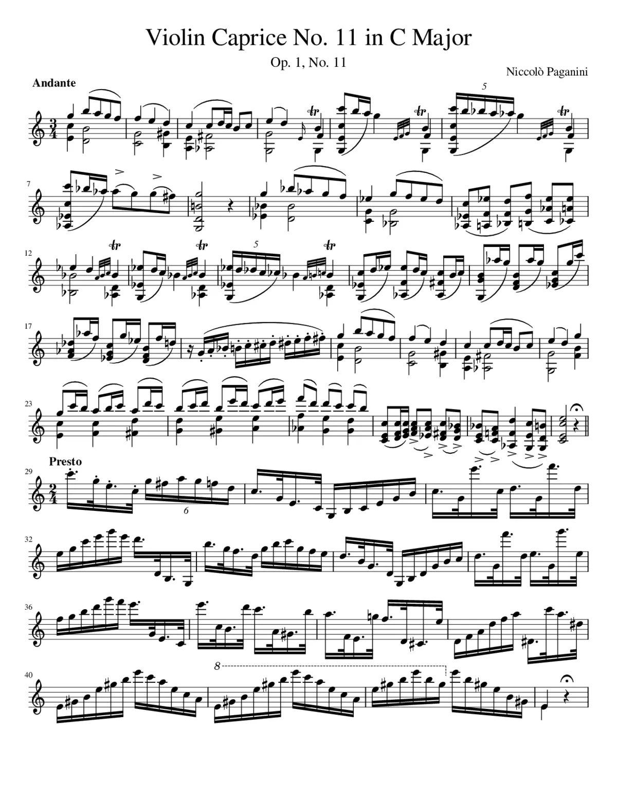 24 Caprices for Solo Violin Op.1 - Page 1