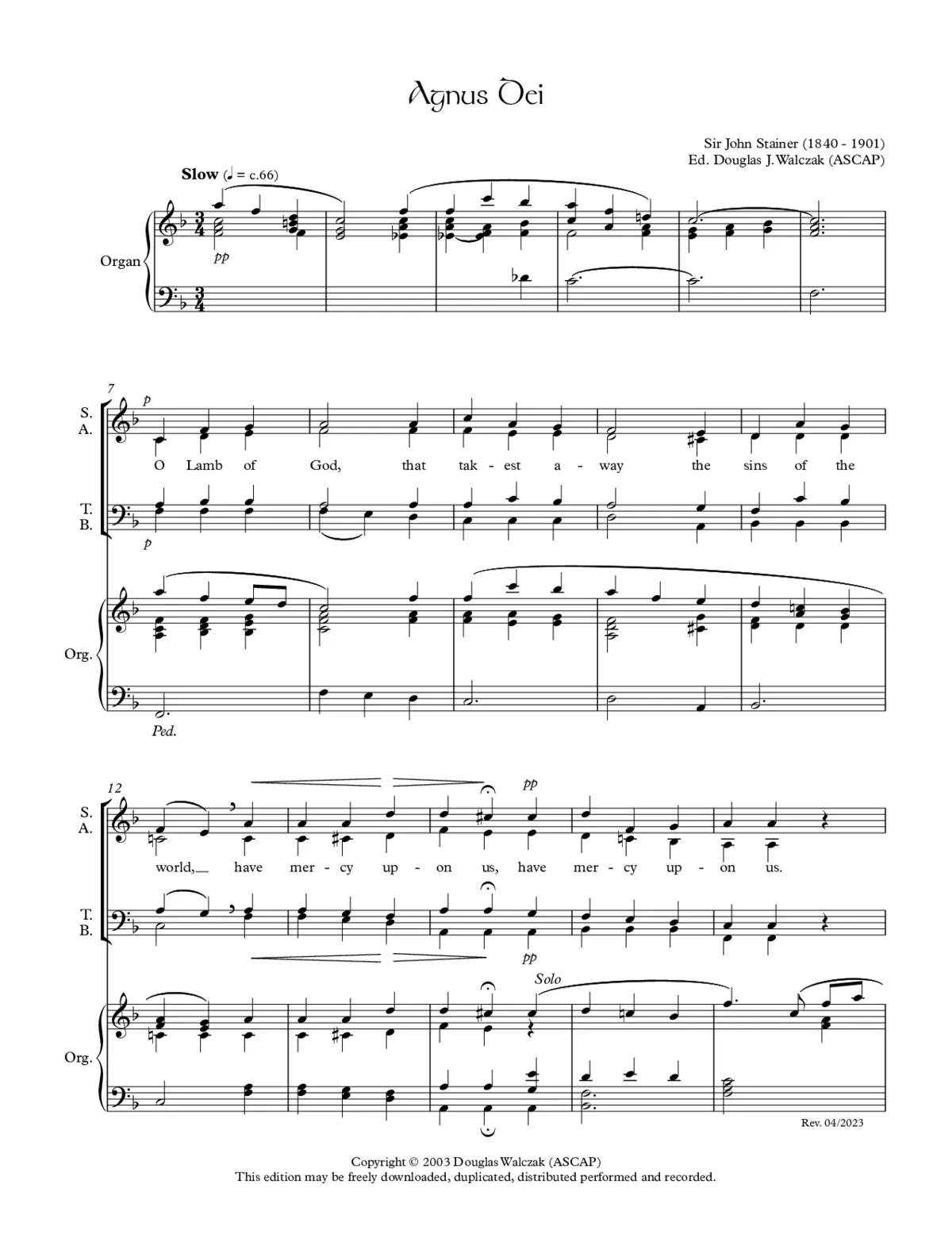 Agnus Dei in F - Page 1