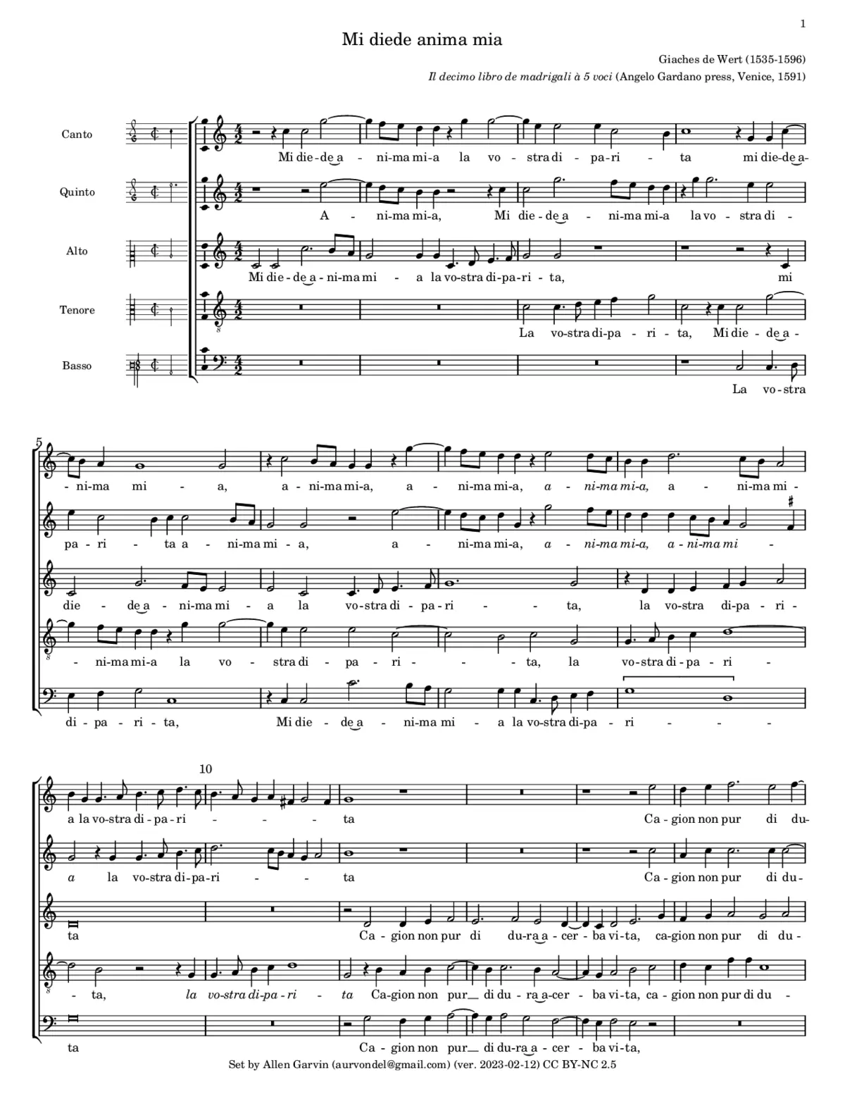 Mi diede anima mia - Page 1
