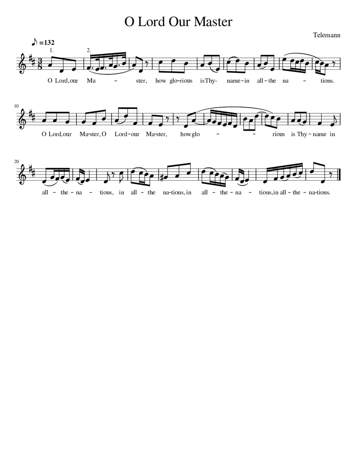 O Lord Our Master (Canon on Psalm 8:1) - Page 1