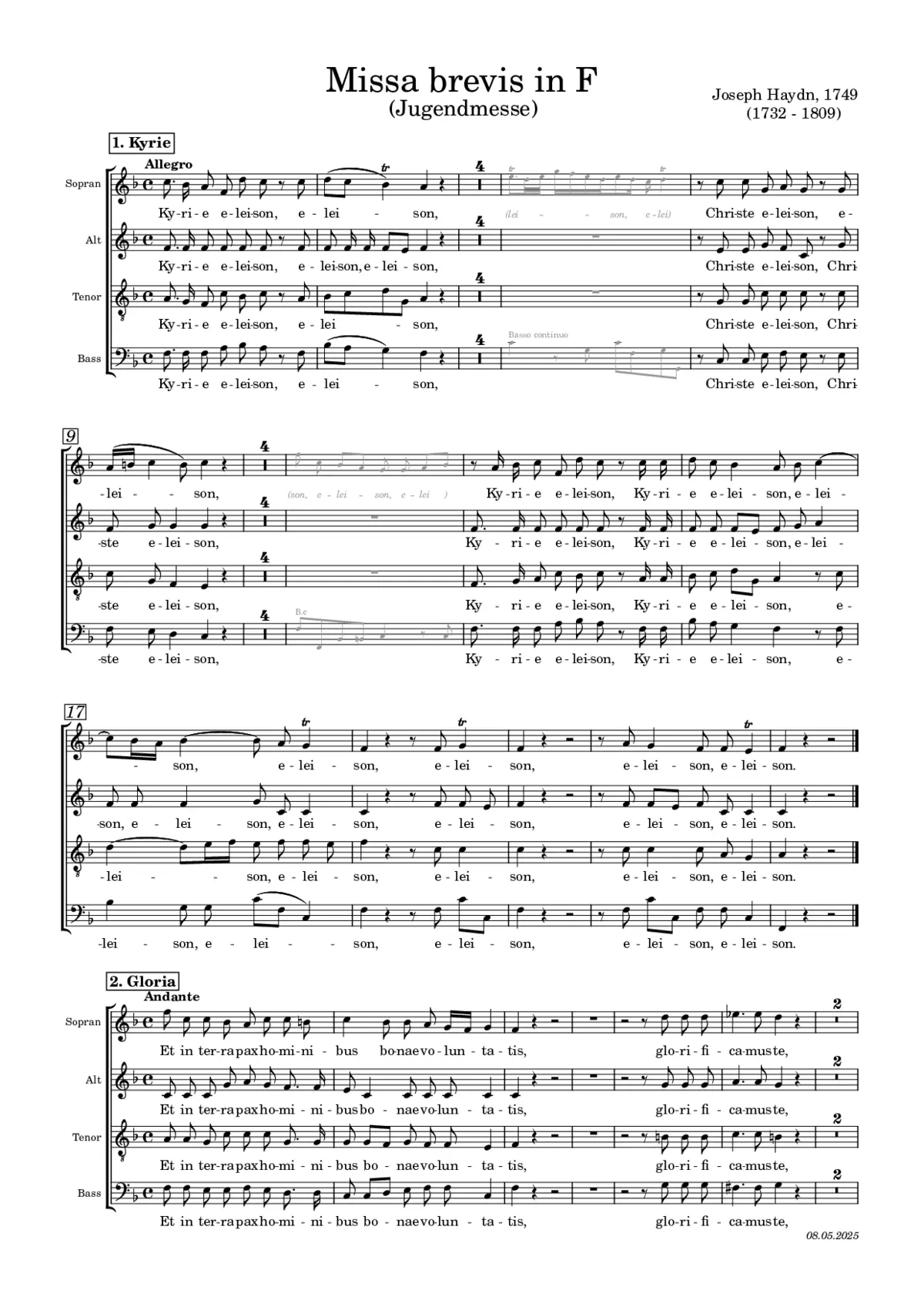 Missa brevis in F (Jugendmesse) - Page 1