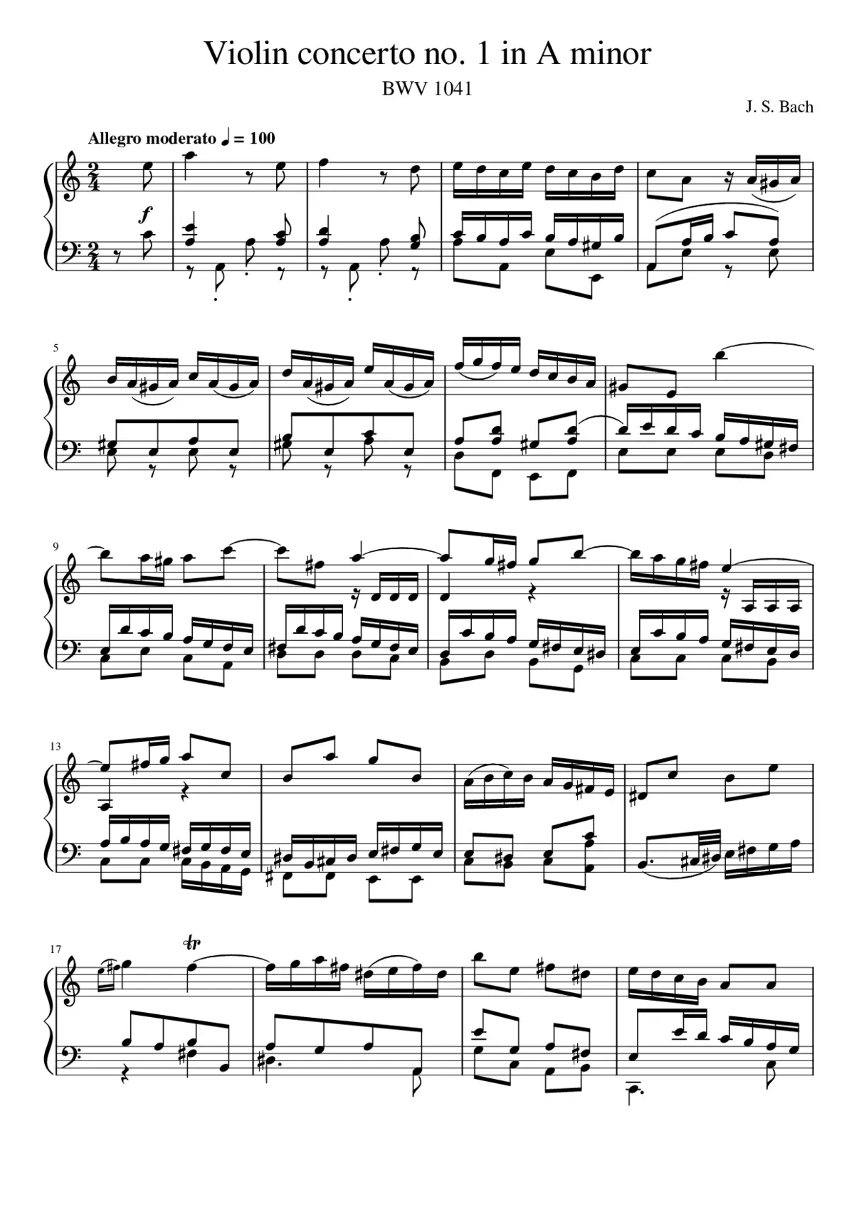 Violin Concerto in A minor BWV 1041 - Page 1