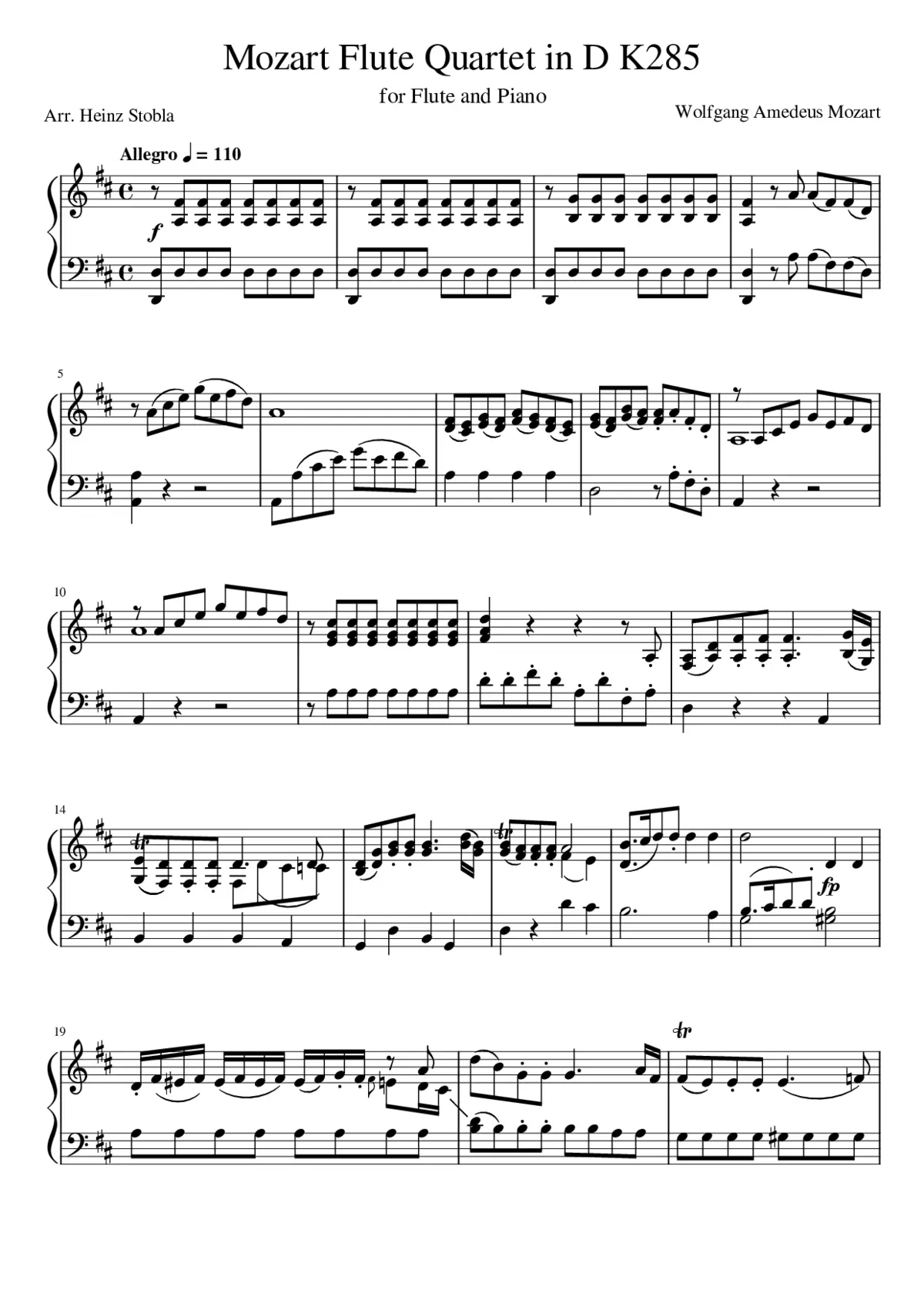 Flute Quartet in D major K.285 - Page 1