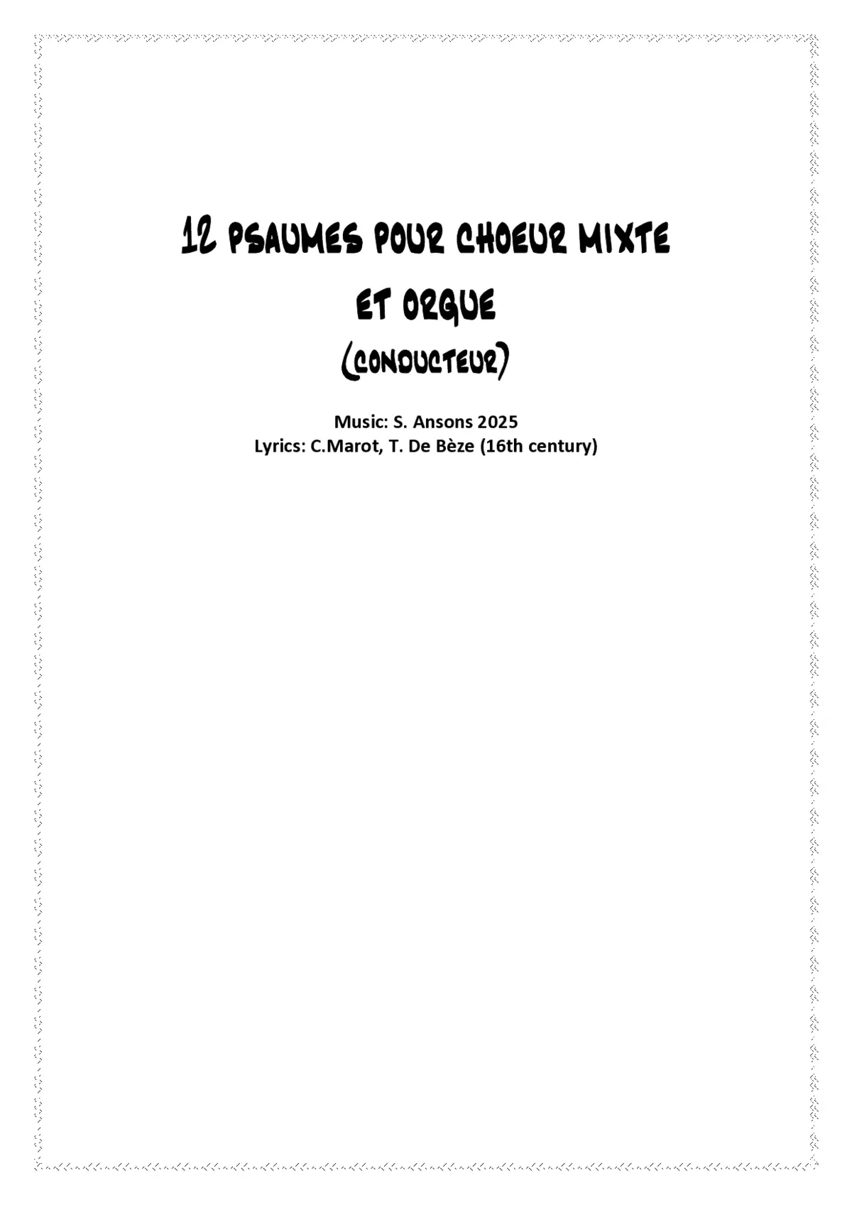 12 psaumes pour chœur mixte et orgue - Page 1
