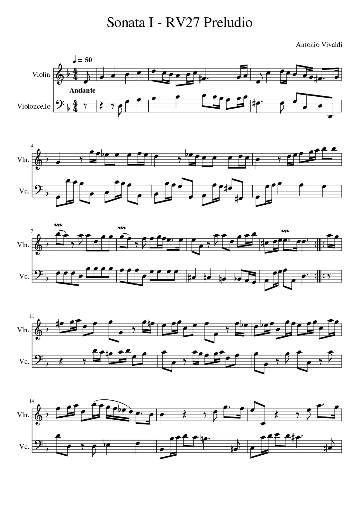 Sonata for Violin and bc op.1 n.1 RV27 - Page 1