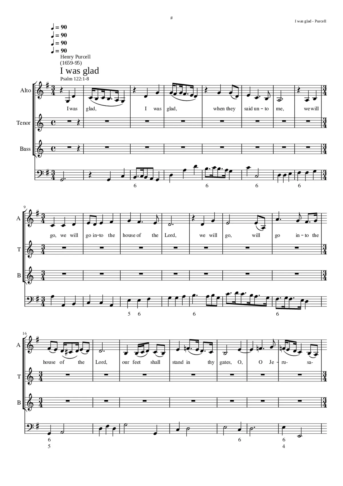 I was glad Z. 19 (another I was glad previously thought to be by John Bull has been reattributed to Purcell) - Page 1