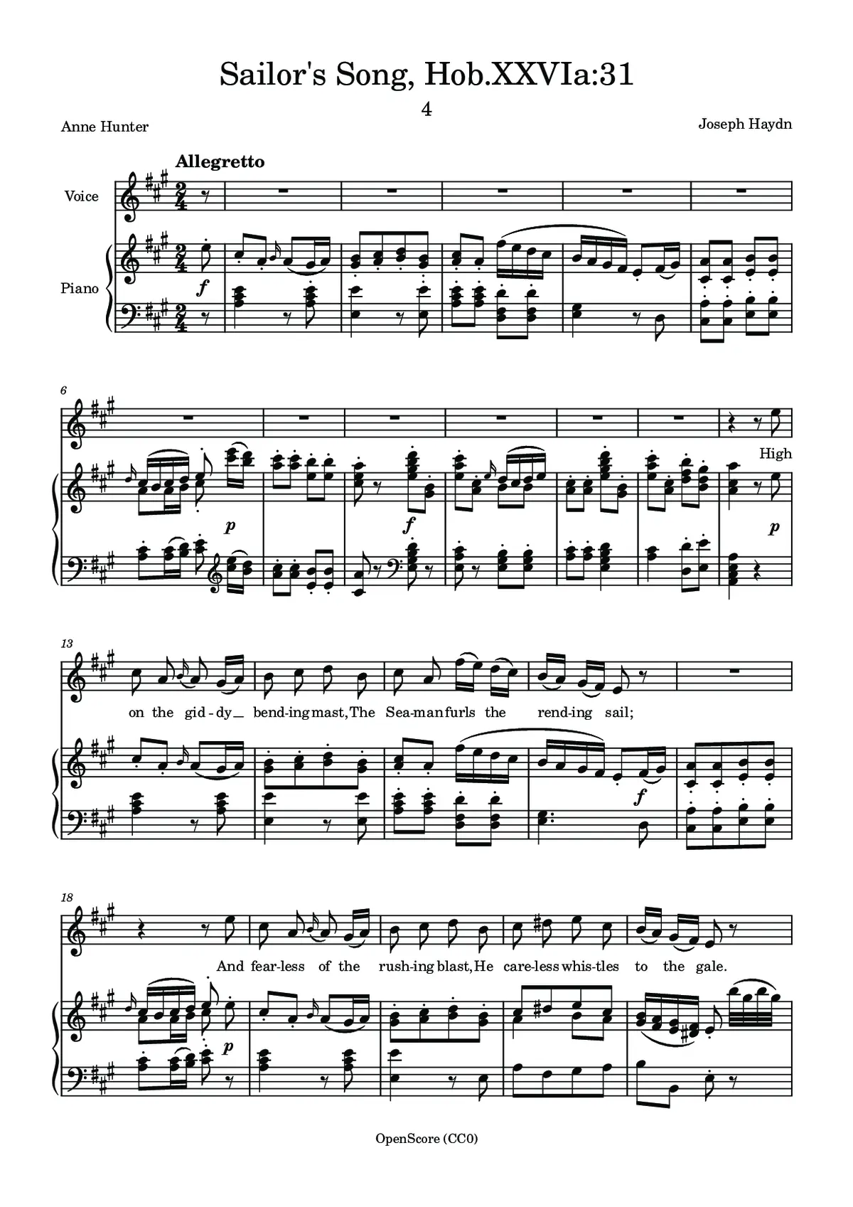 Sailor’s Song, Hob.XXVIa:31 - Page 1