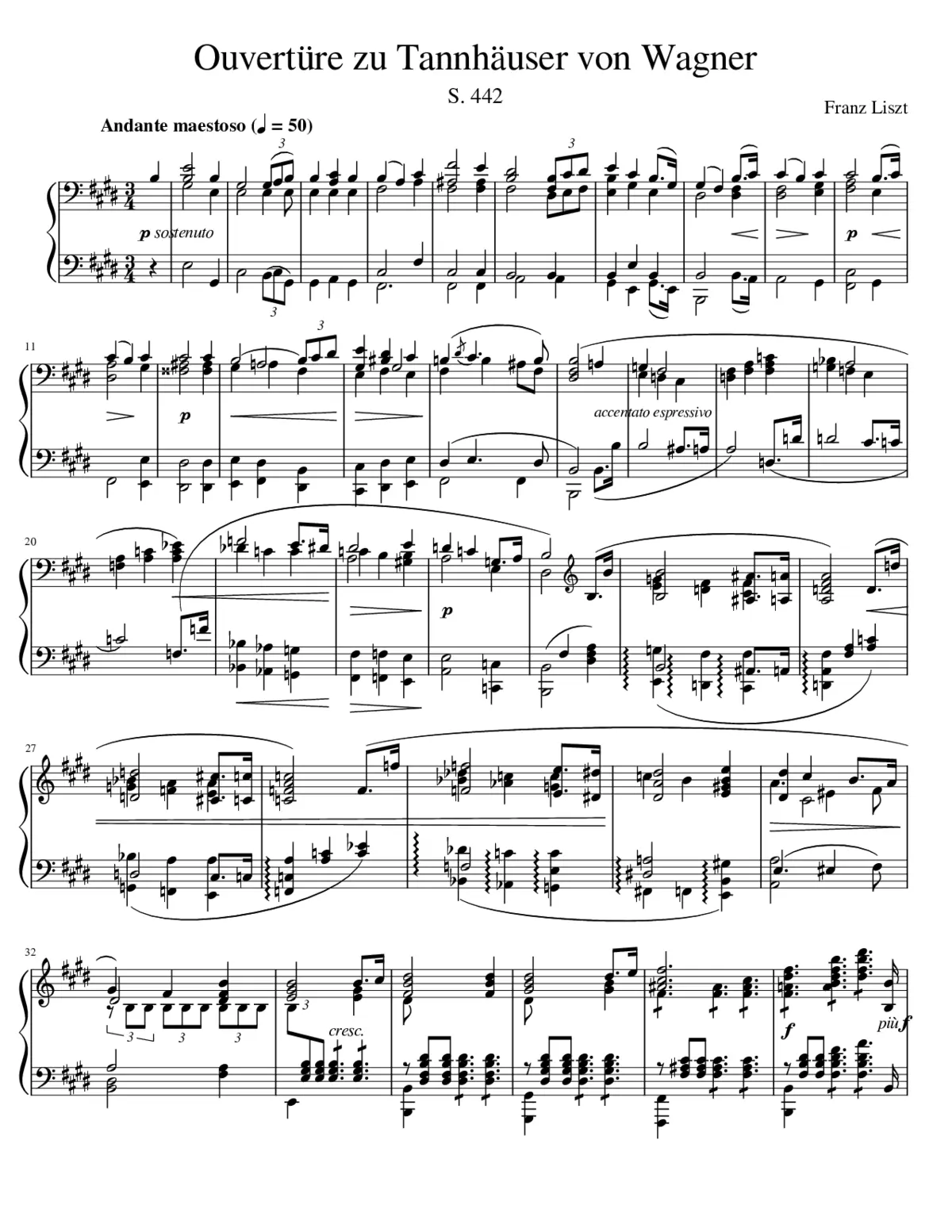 Ouvertüre Zu Tannhäuser S.442 - Page 1