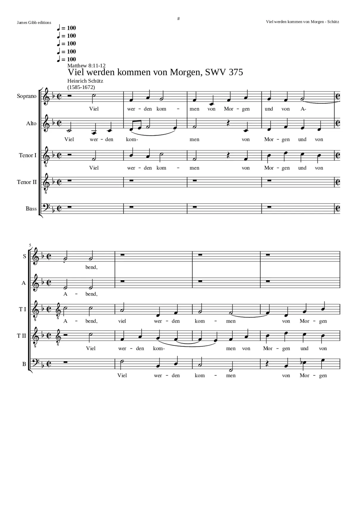 Viel werden kommen von Morgen und von Abend SWV 375 - Page 1