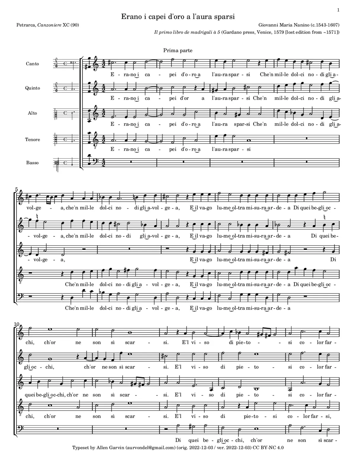 Erano i capei d'or a 5 - Page 1