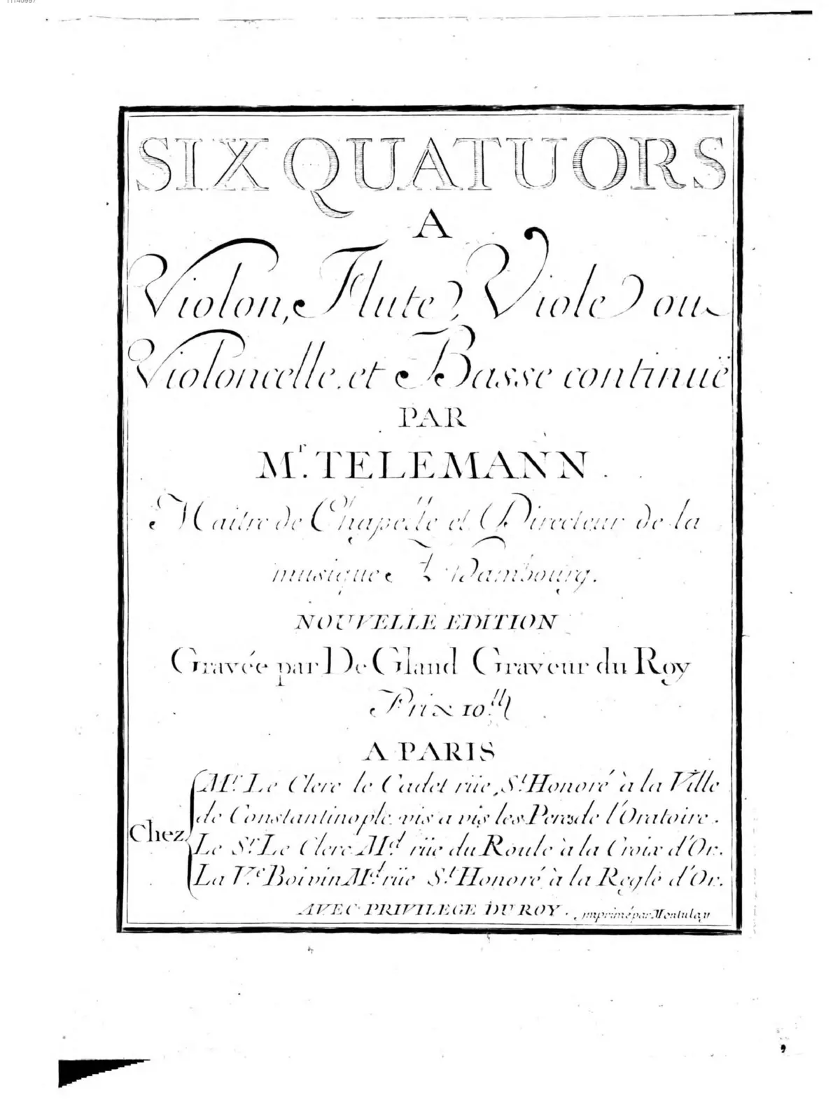 Quadri a Violino, Flauto traverso, viola di gamba o violoncello et Fondamento - Page 1