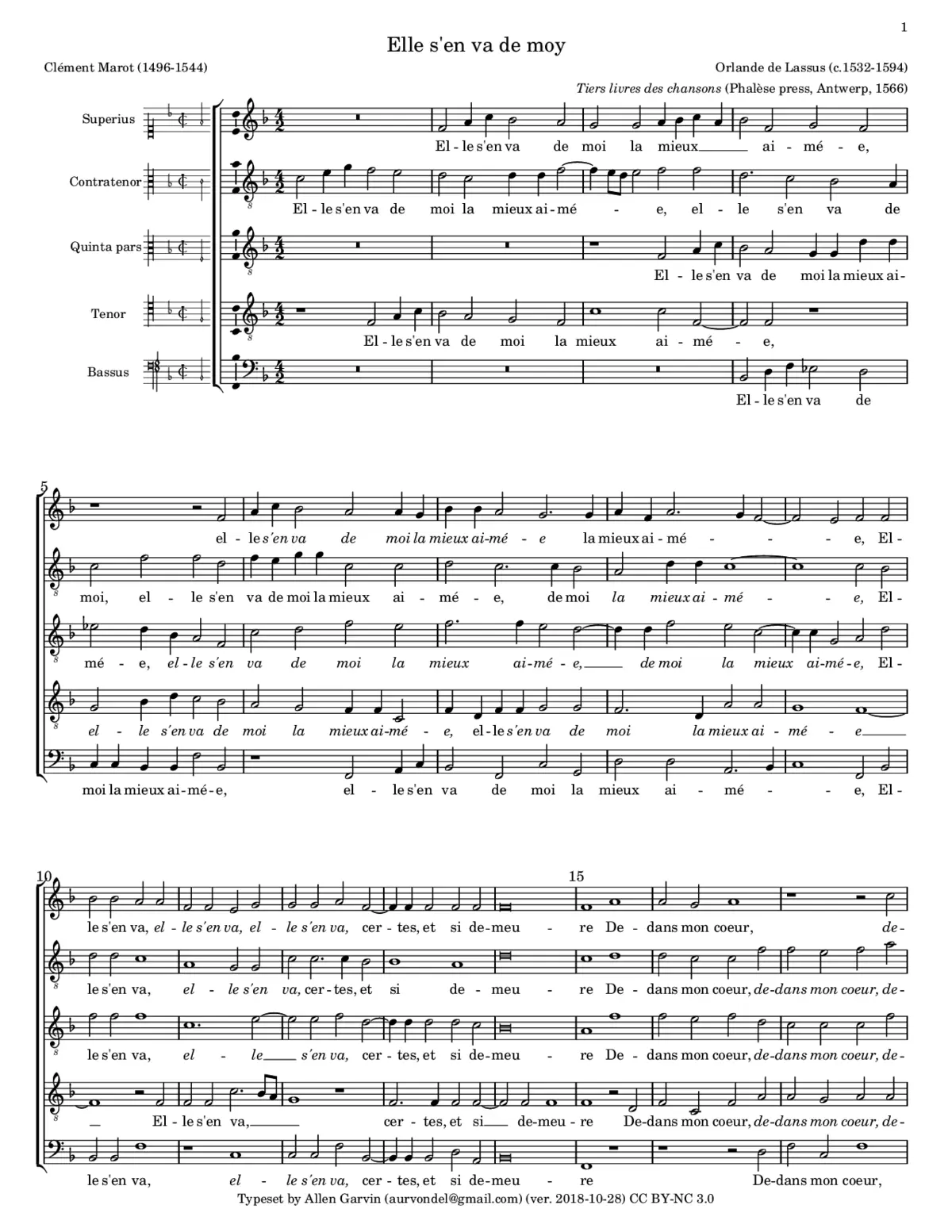 Elle s'en va de moi - Page 1