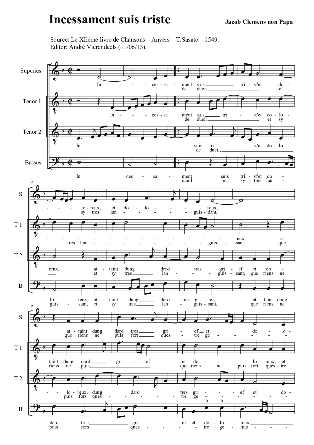 Incessament suis triste - Page 1